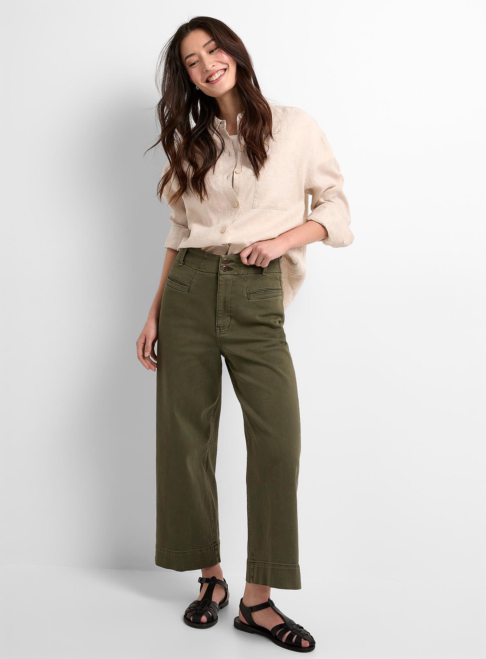 LuxTwill two-button pant Fit: Cropped wide leg, high rise