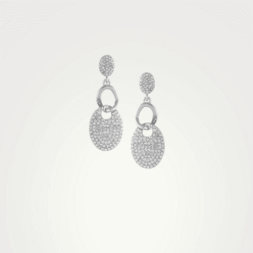 Essentials Embellished Silvertone Linked Disc Drop Earrings