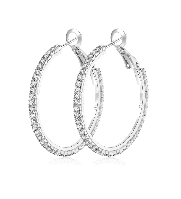Large Rhinestone Hoop Earrings
