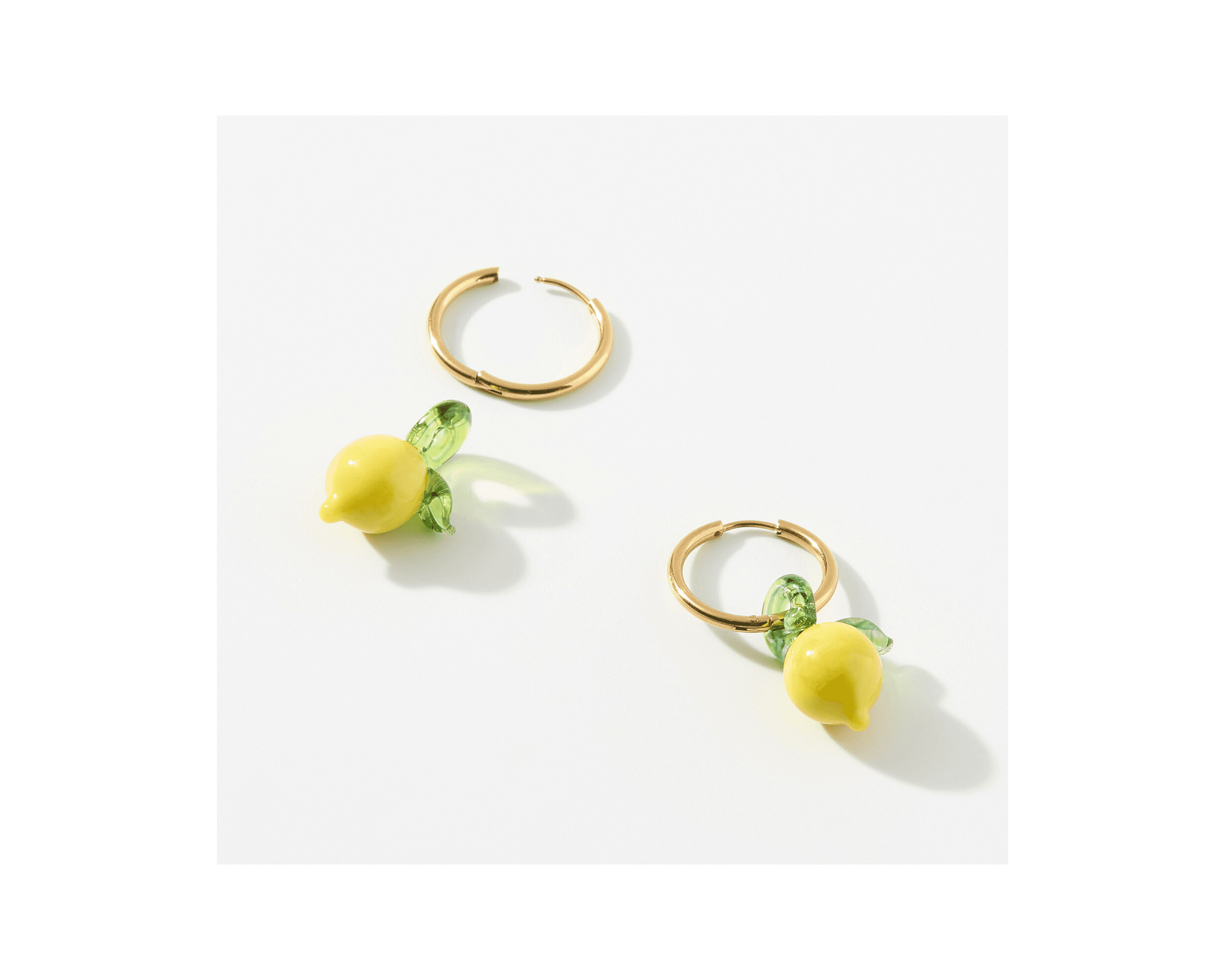 Recycled glass lemon earrings